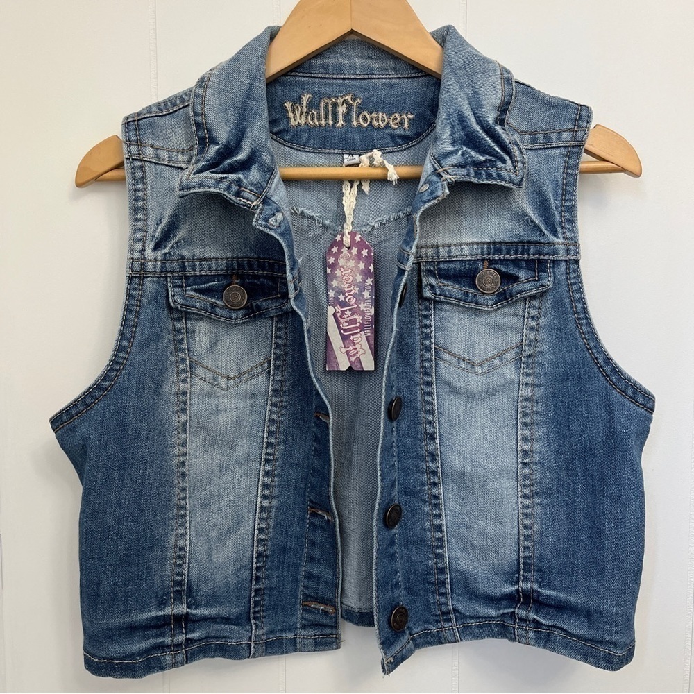 𝅺NEW Girls Sleeveless jean Jacket size Extra Large